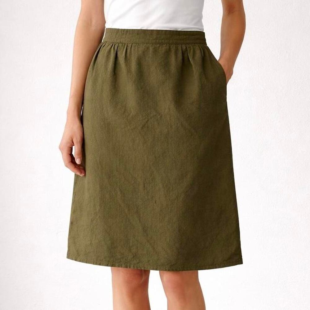 Vintage 90s Linen-Rayon Skirt Elevated Basic‎ - Picture 2 of 4